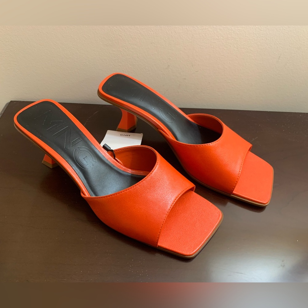 Mango Women's Bold Orange Mules - size 37